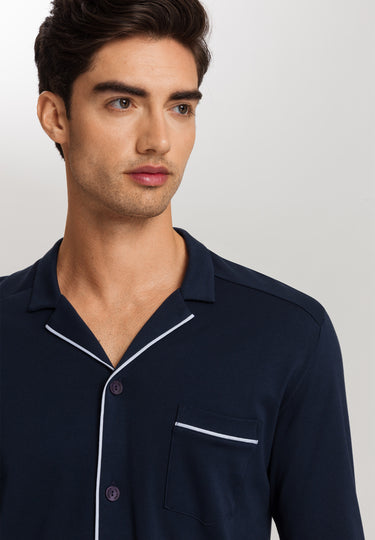 Night And Day Button Front Cotton Pajama Set | Deep Navy 75587-1610